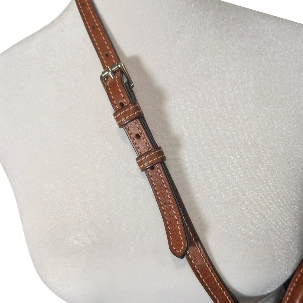 Dooney and Bourke Snake Skin Embossed Leather Satchel Dome Bag Grey Brown Strap
